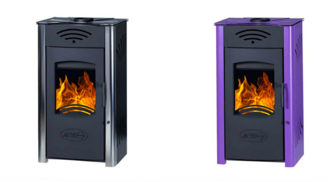 Vulkan Central Heating Stove - Inox (Stainless Steel) and Purple 