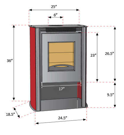 Fajardo Antartida Slim Wood Burning Stove