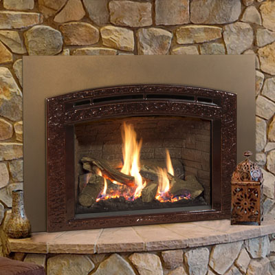 Hearthstone 8860 Larkin Gas Insert In Brown Enamel With New Bronze