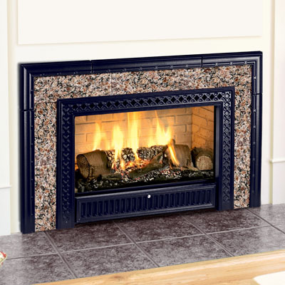 Hearthstone 8890 Gas Insert In Blue-Black Enamel with Autumn Brown