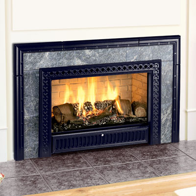 Hearthstone 8890 Gas Insert In Blue-Black Enamel With Soapstone