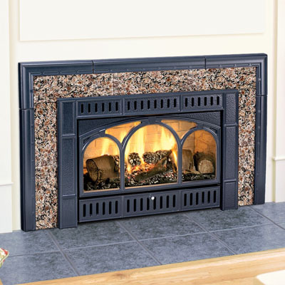 Hearthstone 8890 Gas Insert In Blue-Black Enamel With Autumn Brown