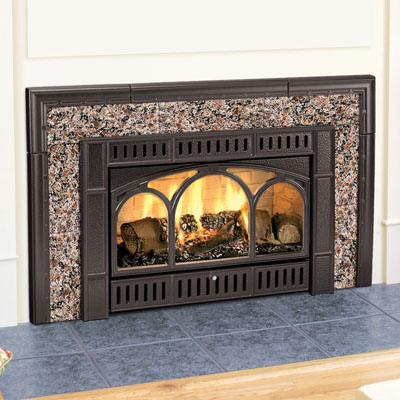 Hearthstone 8890 Gas Insert In Black Matte With Brown Granite