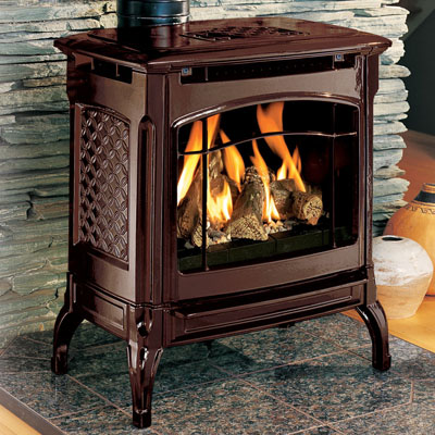 Hearthstone Champlain 8301 Cast Iron Gas Stove In Brown Enamel