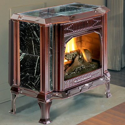 Hearthstone Sterling 8532 Gas Stove In Brown Enamel With Aztec Marble