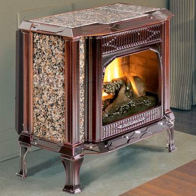 Hearthstone Sterling 8532 Gas Stove In Brown Enamel With Brown Granite