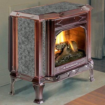 Hearthstone Sterling 8532 Gas Stove In Brown Enamel With Titanium Pearl