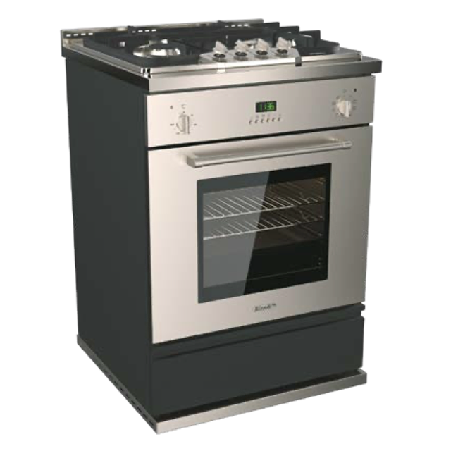 Rizzoli ML75 30" Cabinet Width, 24" Cooktop/Oven Width Black with Stainless Steel Doors