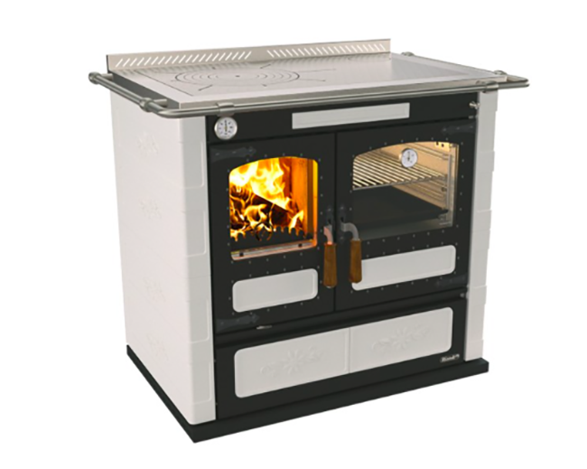 Rizzoli L90 Cast Iron Ceramic White Tile Wood Cook Stove 