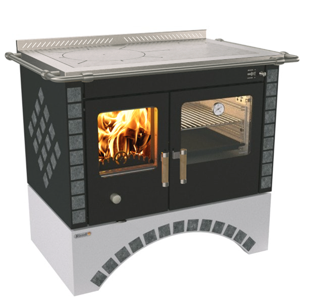 Rizzoli S90 Soapstone Wood Cook Stove with Round Arch Pedestal