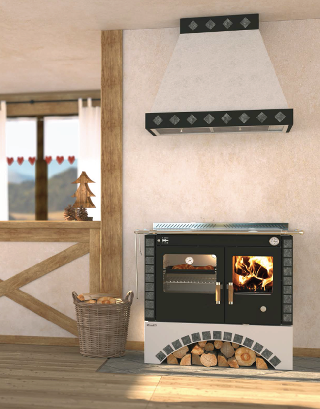 Rizzoli S90 Round Arch Wood Burning Cook Stove in Soapstone