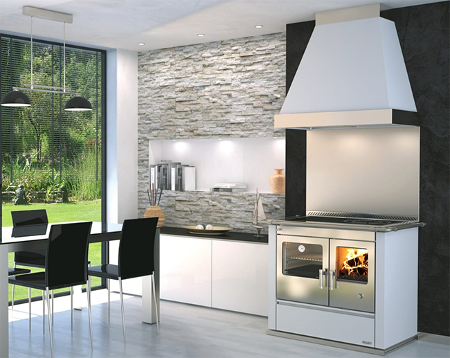 Rizzoli S90 Wood Cook Stove with Stainless Steel Door in White