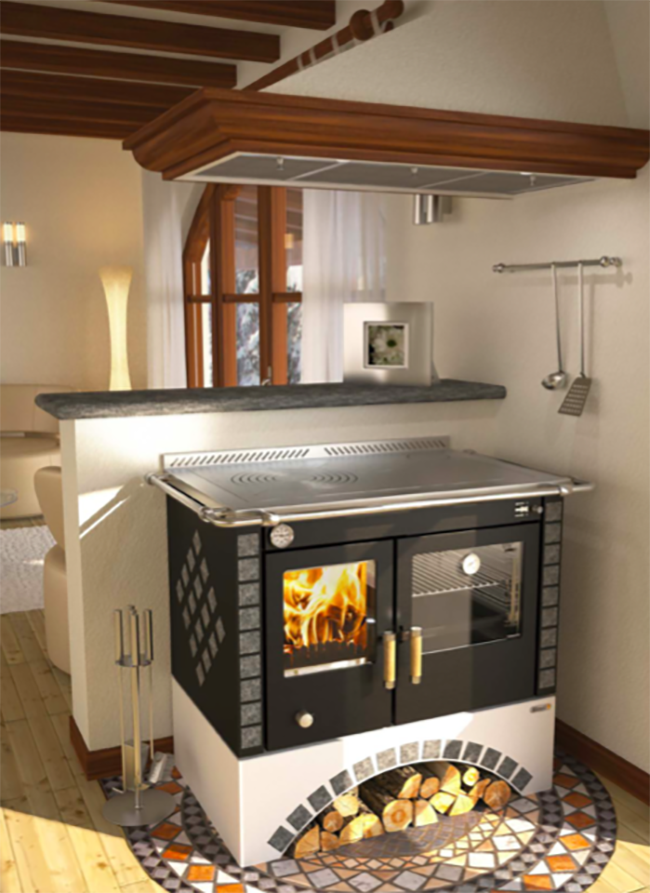 Rizzoli S90 Arch Wood Fired Cook Stove in Soapstone