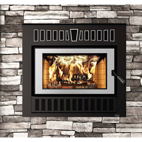 Valcourt Cartier Zero Clearance Wood Fireplace with Plated Brushed Nickel Door Overlay