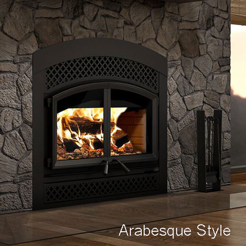 Valcourt Waterloo Arched Zero Clearance Wood Fireplace with Classic Moulded Bricks