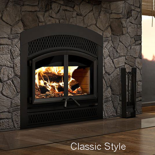Valcourt Waterloo Arched Zero Clearance Wood Fireplace with Classic Moulded Bricks