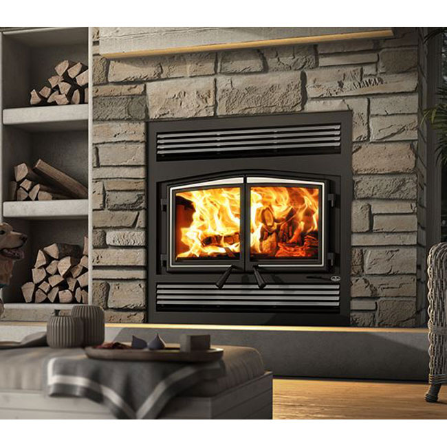 \nOsburn-Stratford-Fireplace-Brushed-Nickel-accents